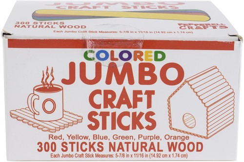 Pepperell Crafts Jumbo Craft Sticks 300/Pkg-Colored - 70786 - 725879101565