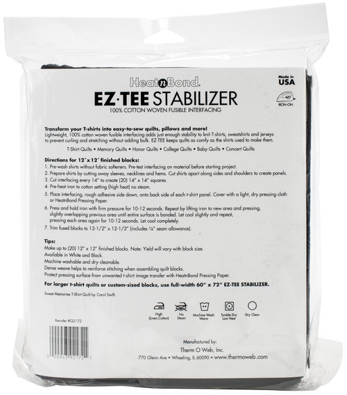HeatnBond EZ-TEE Woven Fusible Stabilizer-Black 14"X25' Q2172