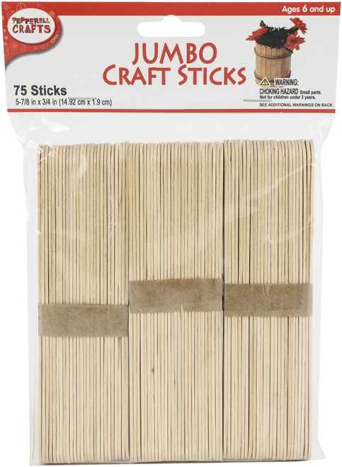 Pepperell Crafts Jumbo Craft Sticks 5.875"X.75" 75/Pkg-Natural - WP10 - 725879100100