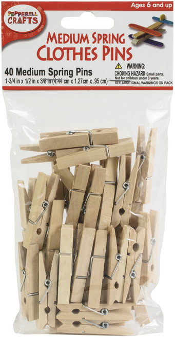 Pepperell Crafts Medium Spring Clothers Pins 40/Pkg- - WP07 - 725879100070