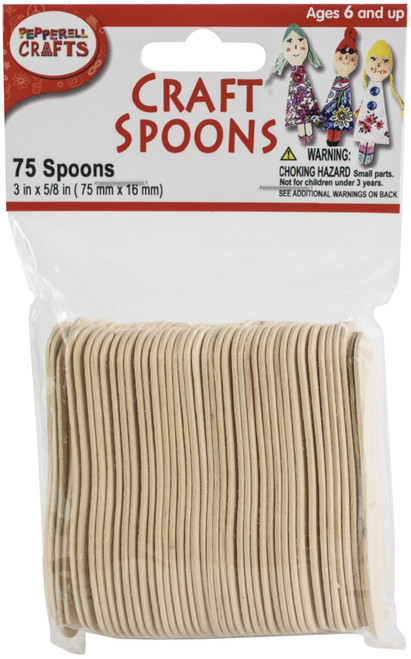Pepperell Crafts Craft Spoons 75/Pkg-3"X0.625" - WP03 - 725879100032