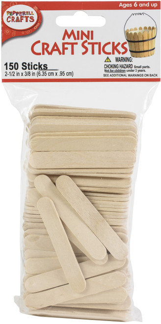 Pepperell Crafts Mini Craft Sticks 150/Pkgs-2.5"X0.375" - WP04 - 725879100049