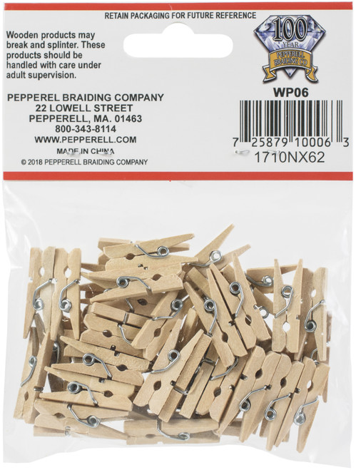 Pepperell Crafts Mini Spring Pins 50/Pkg-1"X0.375"X0.125" - WP06
