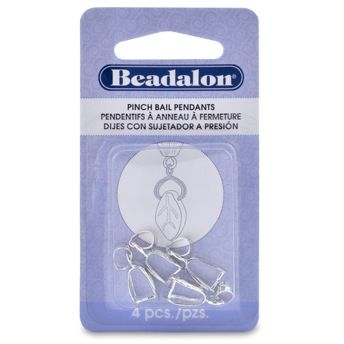 Beadalon Pendant Pinch Bails 22mm 4/Pkg-Silver-Plated - 327B-070 - 035926096851