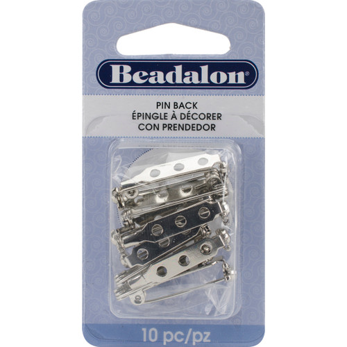 Beadalon Pin Backs 1" 10/Pkg-Silver 356W-010 - 035926101838