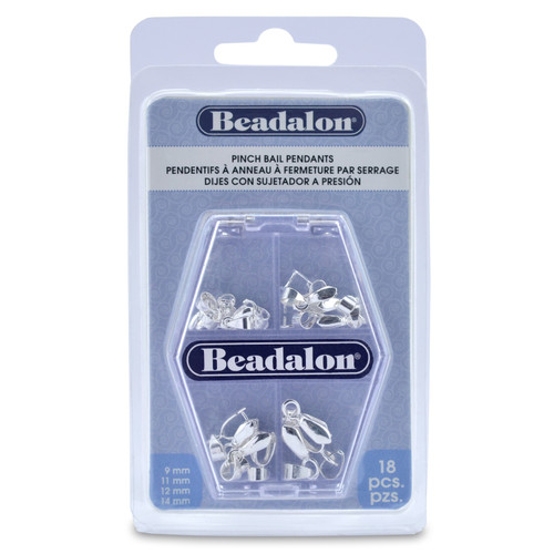 Beadalon Pendant Pinch Bail Variety Pack 18/Pkg-Silver-Plated 327B-199 - 035926096844