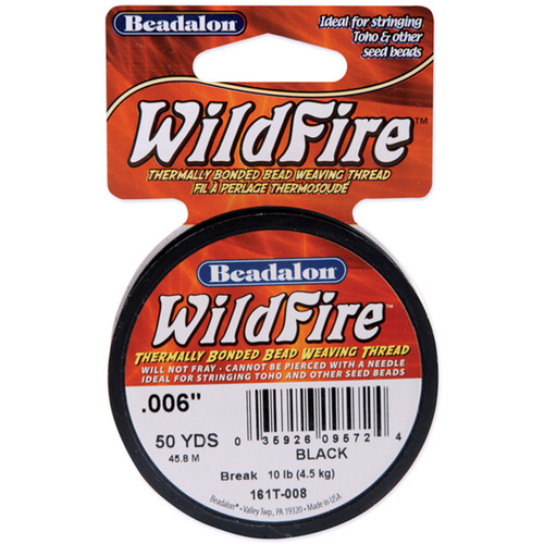 Beadalon Wildfire Stringing Thread .006"X50yd-Black 161-T008 - 035926095724