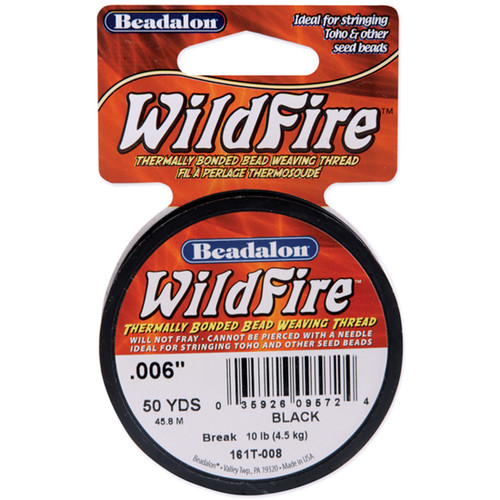 Beadalon Wildfire Stringing Thread .006"X50yd-Black - 161-T008 - 035926095724