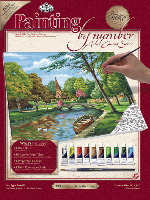 Royal Paint By Number Kit Artist Canvas Series 11"X14"-Church By The River PCL-4 - 090672125200