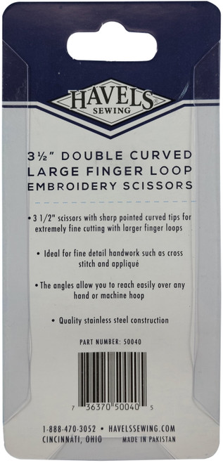 Havel's Double-Curved Embroidery Scissors 3.5"-Large Finger Loop - 50040 Havel's Double-Curved Embroidery Scissors 3.5"-Large Finger Loop - 50040