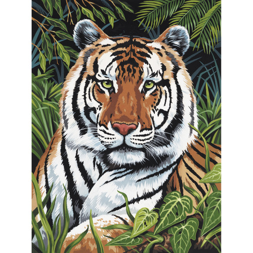 Royal Paint By Number Kit Artist Canvas Series 9"X12"-Tiger In Hiding - PCS-4