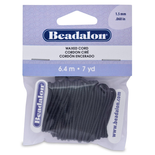 Beadalon Korean Wax Cord 1.5mmX7yd-Black 138U018 - 035926102101