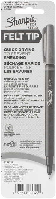 Ink Pen, Fine Point, Black, 2-Ct. - 1742659