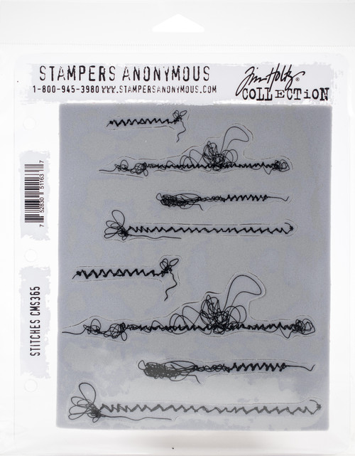 Tim Holtz Cling Stamps 7"X8.5"-Stitches - CMS-365 - 752830511637