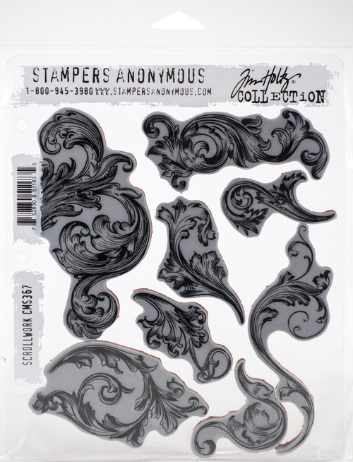 Tim Holtz Cling Stamps 7"X8.5"-Scrollwork - CMS-367 - 752830511835 Tim Holtz Cling Stamps 7"X8.5"-Scrollwork - CMS-367 - 752830511835
