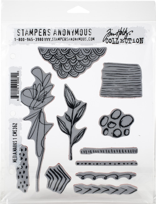 Tim Holtz Cling Stamps 7"X8.5"-Media Marks #1 - CMS-362 - 644216924820 Tim Holtz Cling Stamps 7"X8.5"-Media Marks #1 - CMS-362 - 644216924820