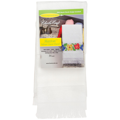 Charles Craft Maxton Velour Guest Towel 14 Count 12"X19.5"-White - VT6910-6750 - 078243062642