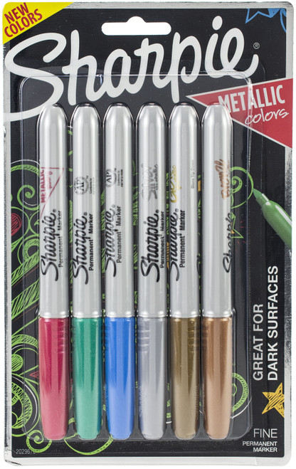 Sharpie Metallic Fine Point Permanent Markers 6/Pkg-Assorted Colors -2029678 - 071641150379