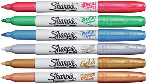 Sharpie Metallic Fine Point Permanent Markers 6/Pkg-Assorted Colors 2029678