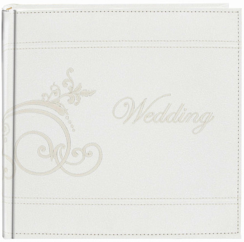 Pioneer Embroidered Scroll Leatherette Photo Album 8"X8" -White DA200EMW - 023602638532