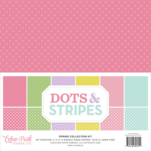 Echo Park Double-Sided Collection Pack 12"X12" 12/Pkg-Dots/Stripes, Spring - DS20032 - 644216895311 Echo Park Double-Sided Collection Pack 12"X12" 12/Pkg-Dots/Stripes, Spring - DS20032 - 644216895311