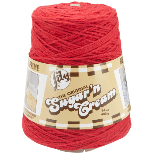 Lily Sugar'n Cream Yarn - Cones-Red - 103002-02095 - 057355329072