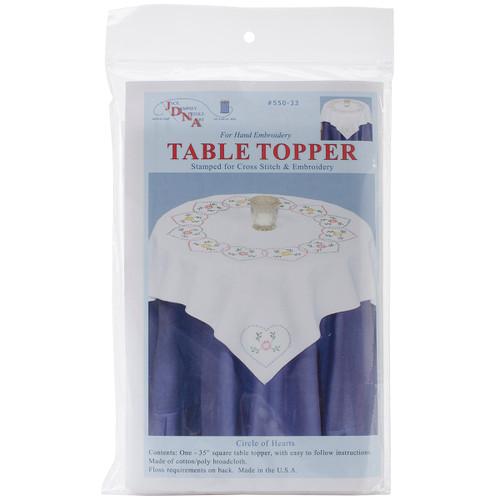 Jack Dempsey Stamped White Perle Edge Table Topper 35"X35"-Starburst Of Hearts - 550 33 - 013155350333