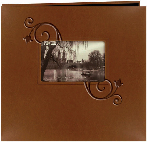 Pioneer Embossed Leatherette Post Bound Album 12"X12"-Brown W/Floral MB10E-FBN - 023602632905