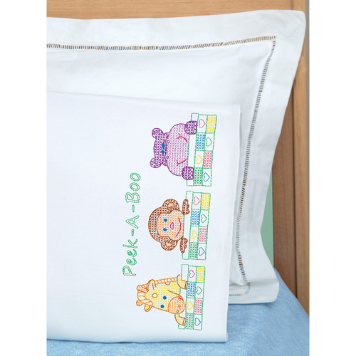 Jack Dempsey Children's Stamped Pillowcase W/Perle Edge-Peek A Boo - 1605 124
