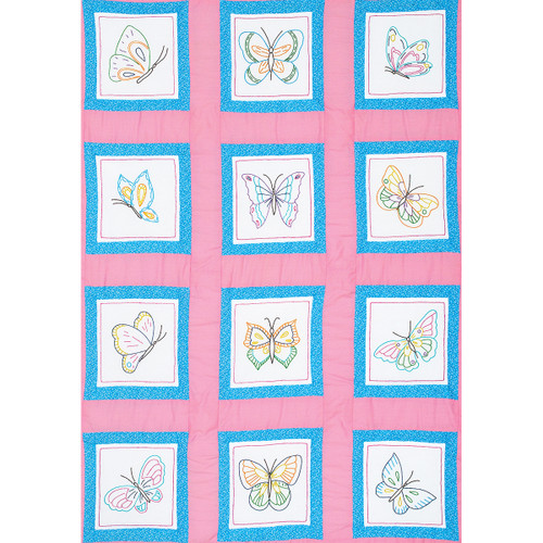 Jack Dempsey Themed Stamped White Quilt Blocks 9"X9" 12/Pkg-Butterflies - 737 571 Jack Dempsey Themed Stamped White Quilt Blocks 9"X9" 12/Pkg-Butterflies - 737 571