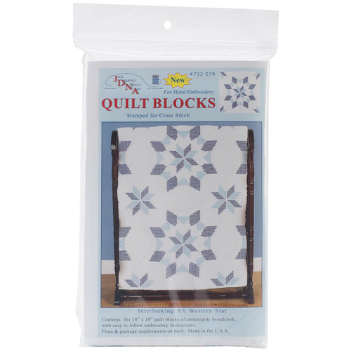 Jack Dempsey Stamped White Quilt Blocks 18"X18" 6/Pkg-Interlocking XX Western Star 732 579 - 013155475791