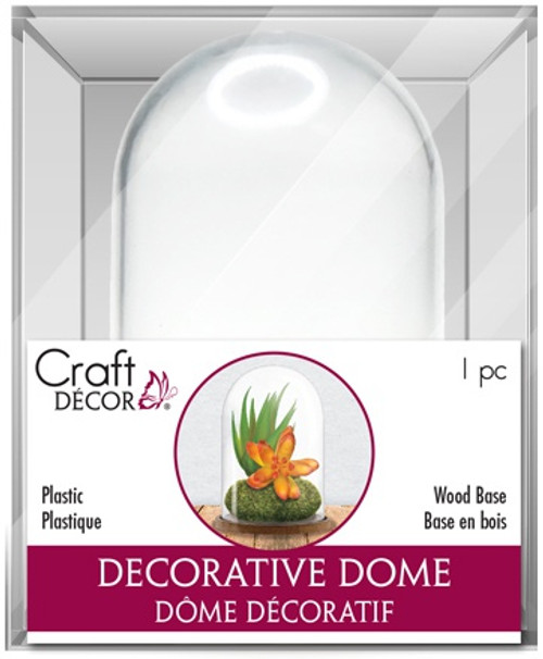 Craft Decor DIY Clear Plastic Dome W/Wood Base 3.15"x2"CD260 - 775749245325