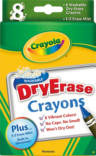 Crayola Washable Dry-Erase Crayons-Classic 8/Pkg - 98-5200 - 071662098520