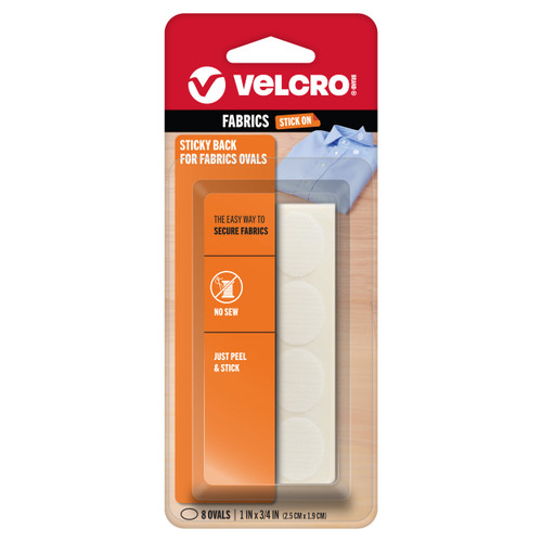 VELCRO(R) Brand STICKY BACK For Fabric Ovals 1"X.75"-White - 91873 - 075967918736