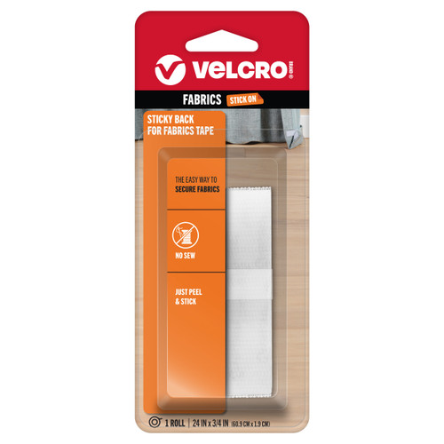 VELCRO(R) Brand Sticky Back For Fabric Tape .75"X24"-White - 91872 - 075967918729