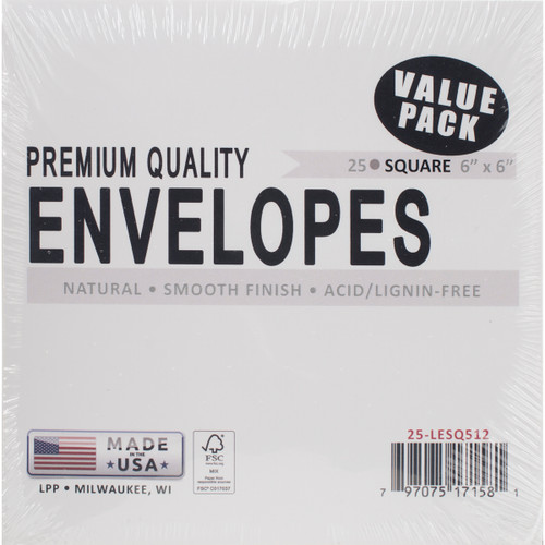 Leader Envelopes 6"X6" 25/Pkg-Natural - LESQ512 - 797075171581