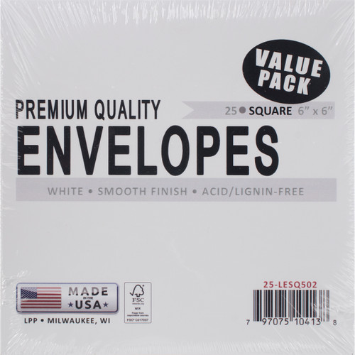 Leader Envelopes 6"X6" 25/Pkg-White LESQ502 - 797075104138