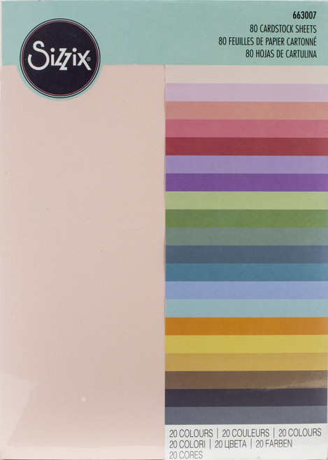 Sizzix Textured Cardstock Sheets A4 80/Pkg-Assorted Colors - S663007 - 630454248149