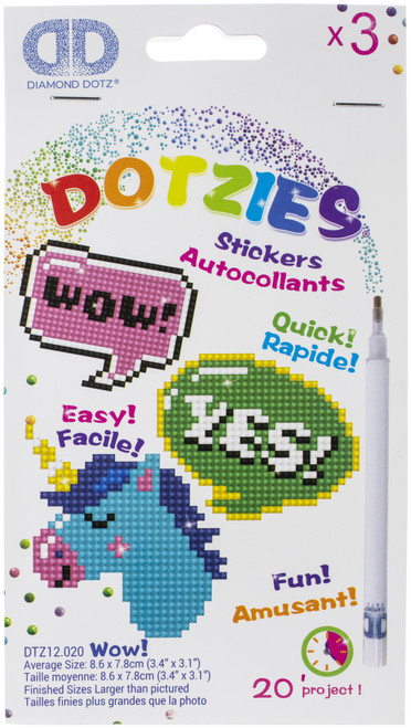 Diamond Dotz DOTZIES Diamond Art Sticker Kit -Multi Pack Wow 3/Pkg DTZ12020 - 4897073245881