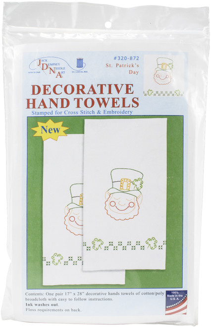 Jack Dempsey Stamped Decorative Hand Towel Pair 17"X28"-St. Patrick's Day 320 872 - 013155028720