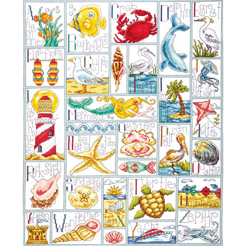 Design Works Counted Cross Stitch Kit 16"X20"-Ocean ABC (14 Count) - DW2530 - 021465025308 Design Works Counted Cross Stitch Kit 16"X20"-Ocean ABC (14 Count) - DW2530 - 021465025308