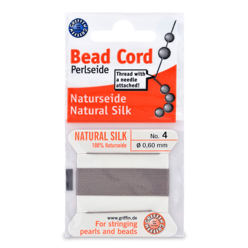 10 Pack - Beadalon Natural Silk Bead Cord .6mmX2m-Grey - JH04S-G - 841054002387