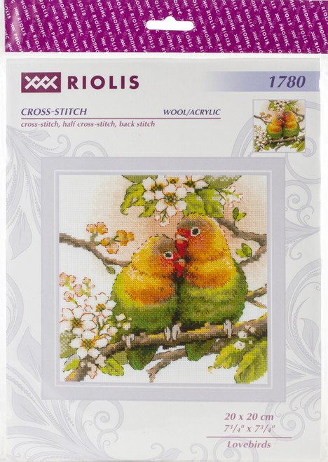RIOLIS Counted Cross Stitch Kit 7.75"X7.75"-Lovebirds (14 Count) - R1780 - 47790461857244630015064993