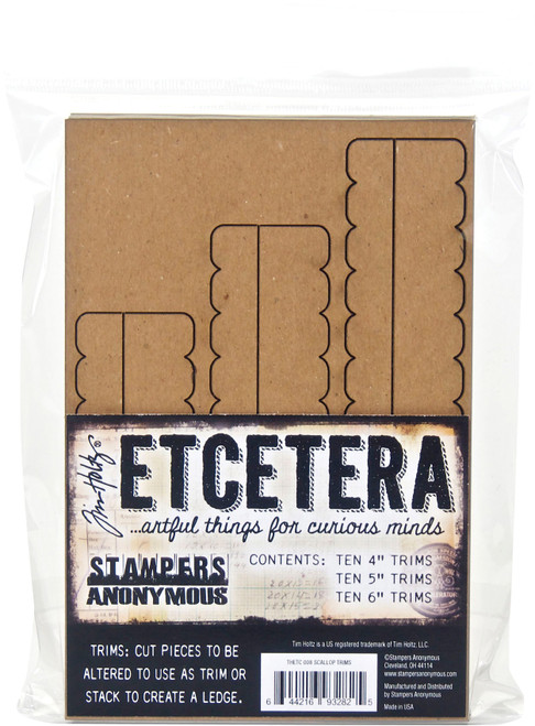Tim Holtz Etcetera Scallop Trims-10 Each Of 4",5" And 6" - THETC008 - 644216932825