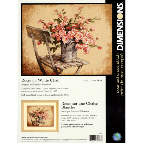 Dimensions Counted Cross Stitch Kit 14"X11"-Roses On White Chair (14 Count) 35187 - 088677351878