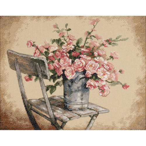 Dimensions Counted Cross Stitch Kit 14"X11"-Roses On White Chair (14 Count) 35187