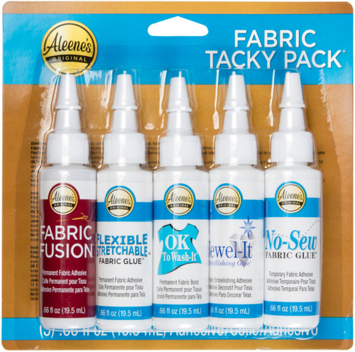 Aleene's Try Me Size Fabric Tacky Pack 5/Pkg-.66oz - 25114 - 017754251145