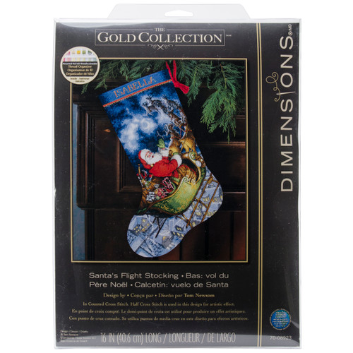 Dimensions Gold Collection Counted Cross Stitch Kit 16" Long-Santa's Flight Stocking (16 Count) 70-08923 - 088677089238