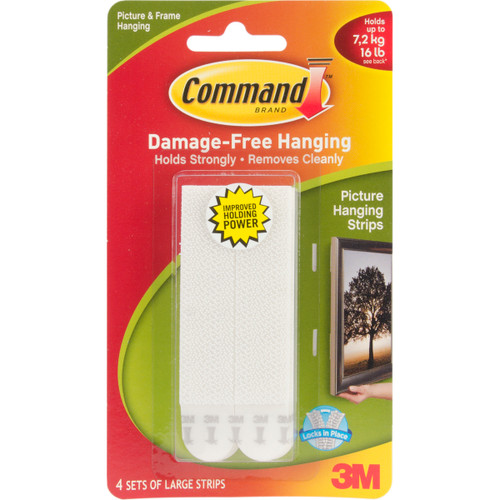 Command Large Picture Hanging Strips-White 4 Sets/Pkg - 17206WHT - 051141322698 Command Large Picture Hanging Strips-White 4 Sets/Pkg - 17206WHT - 051141322698