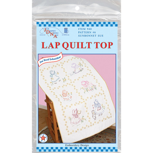 Jack Dempsey Stamped White Lap Quilt Top 40"X60"-Sunbonnet Sue - 940 6 - 013155640069